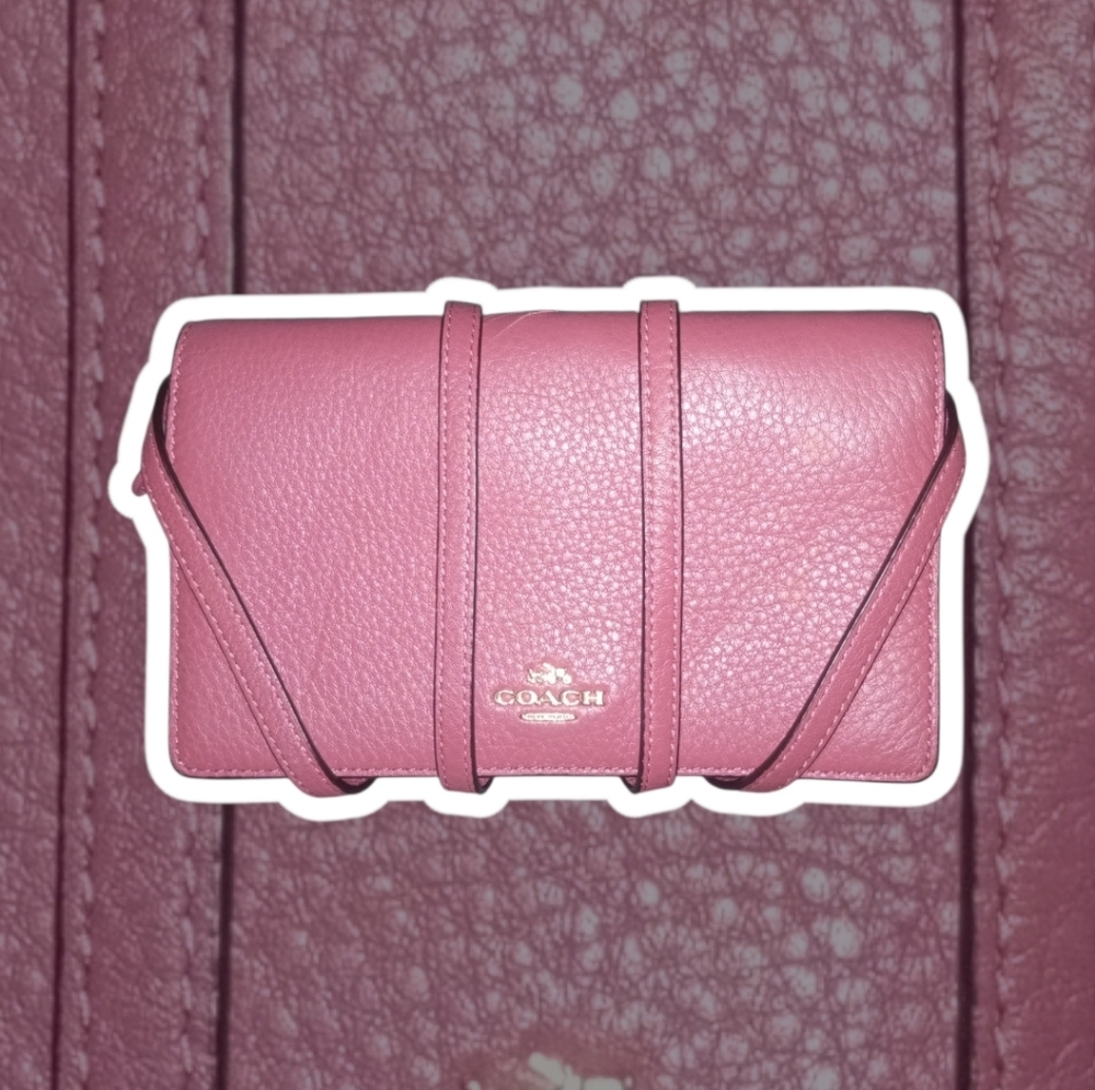 (NWOT) COACH® Anna Foldover Clutch Crossbody Bag - Vintage Pink